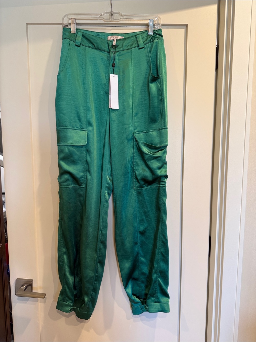 New with tags. BCBG generation green satin cargo pants